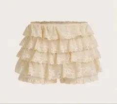 フリルレースミニスカート クリーム色