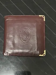 Cartier 二つ折り財布 ボルドー レザーのサムネイル