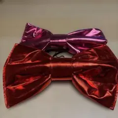 メタリック蝶ネクタイ 赤、紫2個セット