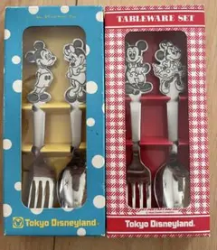東京ディズニーランド ミッキ&ミニー　フォークスプーンセット　レトロ