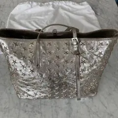 JIMMYCHOO サシャ　メタリックシルバー スタッズ　トートバッグ