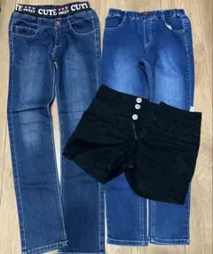 【まとめ売り】ストレッチデニム2本&ショートパンツ