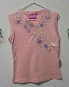 【新品】Barbie（バービー） 花柄刺繍 ノースリーブ タンクトップ ピンクのサムネイル