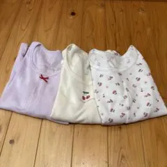 110 西松屋　長袖肌着　アンダーシャツ 3枚セット チェリー柄　シンプルリボン