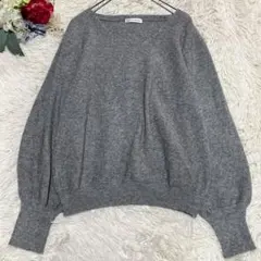 美品【アーヴェヴェ】Vネックニット グレー ゆるニット ドルマンスリーブ(L)