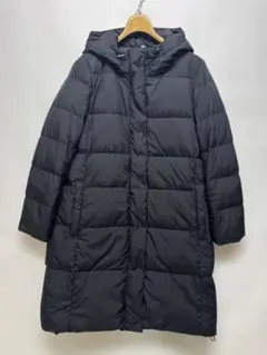 無印良品 ダウンコート フーディー ブラック ドローコード L ベーシック