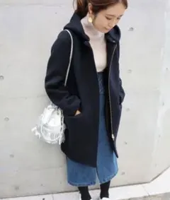 ◎IENA イエナ ◎二重織りシャルムフードコクーンコート