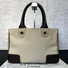 【良品】MORABITO キャンバス×レザー ブラウン ゴールド金具トートバッグ