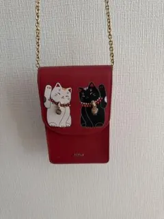 FURLA スマホショルダーバッグ 招き猫 レッド
