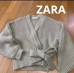 ZARA グレー ラップカーディガン S