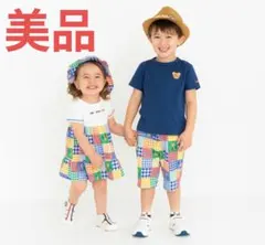 ⭐️美品⭐️ミキハウスホットビスケッツ　切替半袖ワンピース　可愛いパッチワーク柄