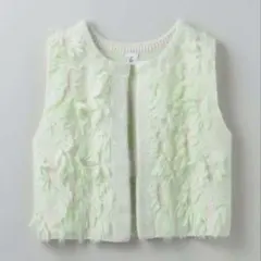6(ROKU) フリンジジャカード ベスト　ライム