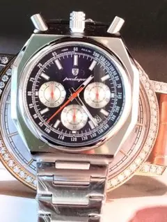 新品 POEDAGAR クロノグラフウォッチ メンズ[ツノクロノ」