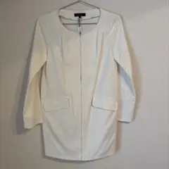 riendaホワイト ノーカラー ジャケット