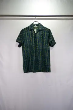 古着　ユーロナイロンデザイン柄シャツ　ヨーロッパ古着　ビンテージ　オープンカラー