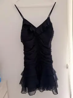 H&M 新品未使用 フリルワンピース　ネイビー