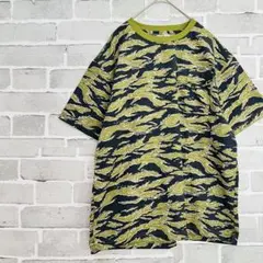 3×3.EXE【L】メンズ　波模様 半袖Tシャツ　トップス　グリーン　B138