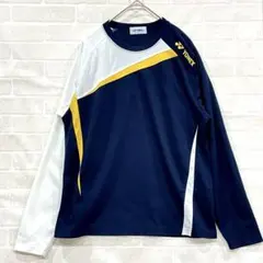 ヨネックス　長袖Tシャツ バイカラー　S ネイビー/ホワイト/イエロー