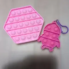 プッシュポップ 2点セット 六角形 キーホルダー型