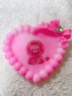訳あり【No.660】ぽこぽこリボン付きハート♡小物入れ ピンク