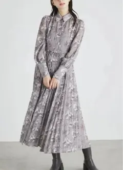 rienda リエンダ　ラインフラワー　プリーツ　フレア　OP 花柄　ワンピース