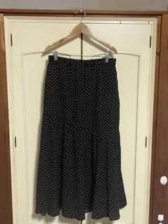 ポルカドット フレアスカート 黒