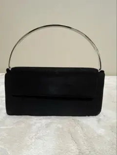 銀座かねまつ ★ フォーマルバッグ バックスキン 黒 メタルハンドル 自立