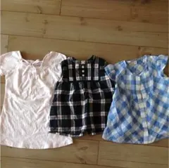 無印良品  チェックワンピース チェックチュニック  80 90３枚セット