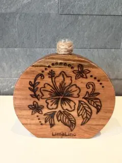 ハイビスカス 一輪挿し 丸太ウッドバーニング ハンドメイド 花柄 ハイビスカス