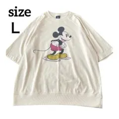 GU Ｌ ディズニー ミッキーマウス Tシャツ ユニセックス オフホワイト