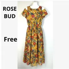 ROSE BUD フラワープリント イエローワンピース Freeのサムネイル