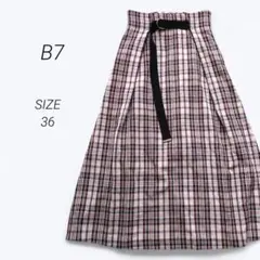 b2458▶ベーセッツ　ロングスカート【36】チェック　ベルト付き　可愛いのサムネイル
