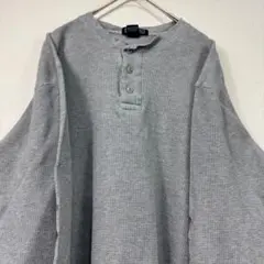 LANDS' END サーマル ヘンリーネック ロンT 長袖Tシャツ グレーのサムネイル