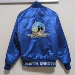 80s USA製 WESTARK ノースダコタ 100周年 サテンスタジャンM