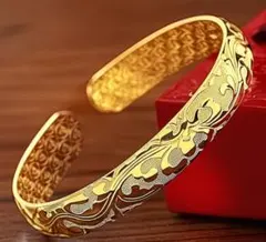 花柄　バングル　ゴールド　ＫＣ金メッキ　フラワー　金　ハワイアン