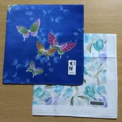 【新品未使用】レディース ハンカチ２枚 セット 蝶々 チューリップ 匿名配送