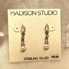 ビンテージ　スターリングシルバー　パール付きピアス
