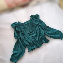 ゲリラセール Dukkahフェミニン鮮やかな緑フリルブラウスのサムネイル