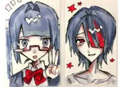 手描きイラスト 地雷系 トレカサイズ