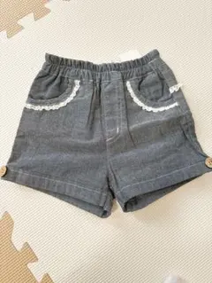 レース付き デニム風 ショートパンツ 90