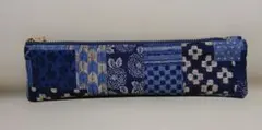 【ハンドメイド】和柄 パッチワーク風 スリムポーチ ペンケース