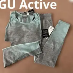 新品タグ付 GU サイドシームレススポーツブラ＆レギンス上下セット M