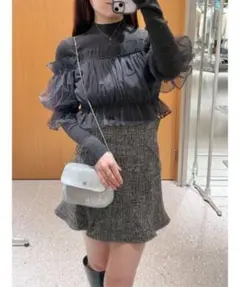 タグ付き新品 SNIDEL スナイデル チュールオフショルドッキングニット