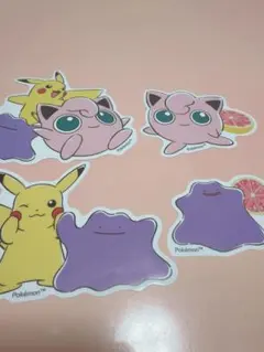 【4枚】ポケモン デコレーションステッカー・メタモン・ピカチュウ・プリン