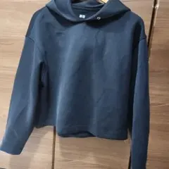 黒 M フード付きクロップドパーカー