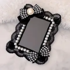 B7 硬質ケース トレカケース レースデコ 黒 千鳥柄