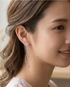 シルバー925ポスト　桜色ピアス　ピンクストーン 揺れるピアス ピンク　可愛い