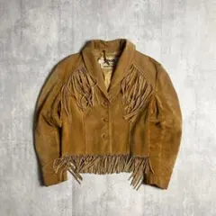 【70s Schott】スエードレザージャケット　フリンジ　本革　短丈　usa製