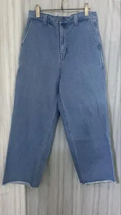 ナノユニバース カットオフ ワイドデニムパンツ　ハイウエスト M