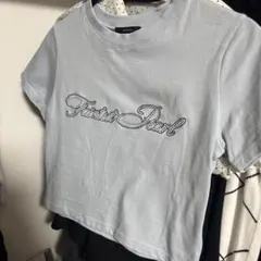 EMODA ラインストーンロゴ 半袖Tシャツ ブルー